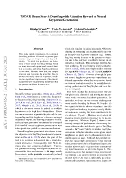 BSDAR: Beam Search Decoding with Attention Reward in Neural Keyphrase
  Generation