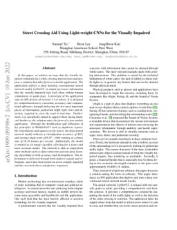 Street Crossing Aid Using Light-weight CNNs for the Visually Impaired