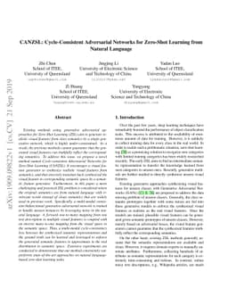 CANZSL: Cycle-Consistent Adversarial Networks for Zero-Shot Learning
  from Natural Language