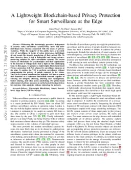 A Lightweight Blockchain-based Privacy Protection for Smart Surveillance
  at the Edge