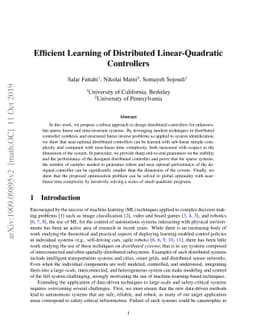 Efficient Learning of Distributed Linear-Quadratic Controllers