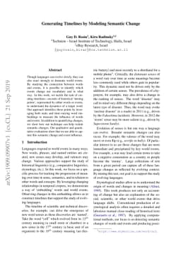 Generating Timelines by Modeling Semantic Change