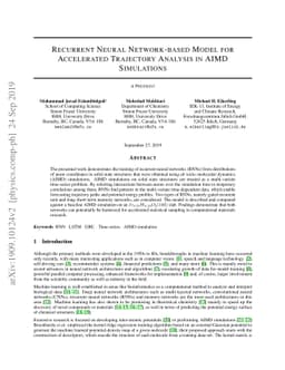 Recurrent Neural Network-based Model for Accelerated Trajectory Analysis
  in AIMD Simulations
