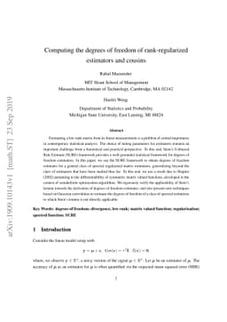 Computing the degrees of freedom of rank-regularized estimators and
  cousins