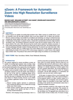 sZoom: A Framework for Automatic Zoom into High Resolution Surveillance
  Videos