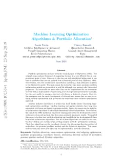 Machine Learning Optimization Algorithms & Portfolio Allocation