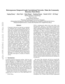 Heterogeneous-Temporal Graph Convolutional Networks: Make the Community
  Detection Much Better