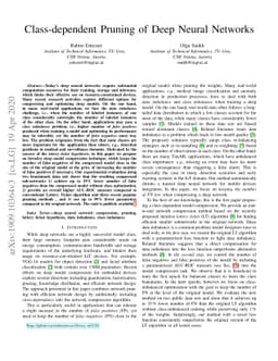 Class-dependent Compression of Deep Neural Networks