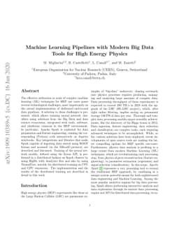 Machine Learning Pipelines with Modern Big Data Tools for High Energy
  Physics