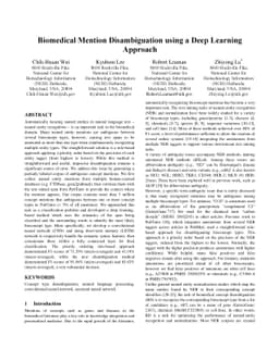 Biomedical Mention Disambiguation using a Deep Learning Approach