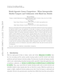 Model-Agnostic Linear Competitors -- When Interpretable Models Compete
  and Collaborate with Black-Box Models