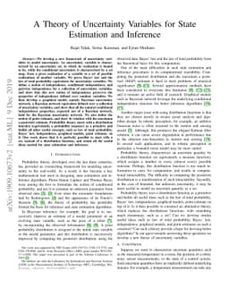 A Theory of Uncertainty Variables for State Estimation and Inference