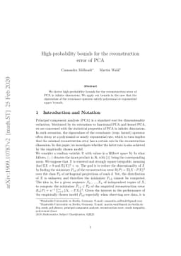 High-probability bounds for the reconstruction error of PCA