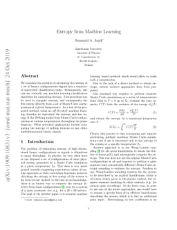 Entropy from Machine Learning