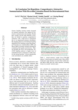 In Conclusion Not Repetition: Comprehensive Abstractive Summarization
  With Diversified Attention Based On Determinantal Point Processes