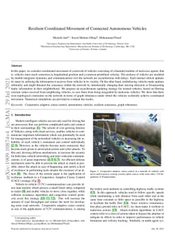 Resilient Coordinated Movement of Connected Autonomous Vehicles
