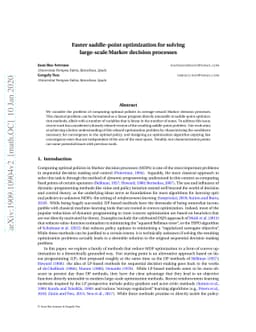 Faster saddle-point optimization for solving large-scale Markov decision
  processes