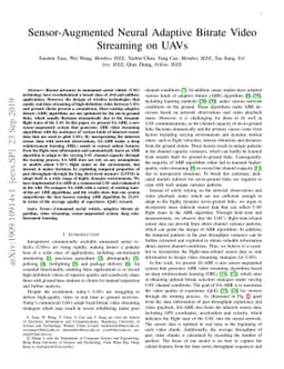 Sensor-Augmented Neural Adaptive Bitrate Video Streaming on UAVs