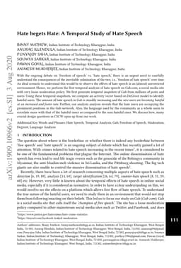 Hate begets Hate: A Temporal Study of Hate Speech