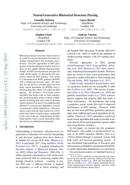 Neural Generative Rhetorical Structure Parsing