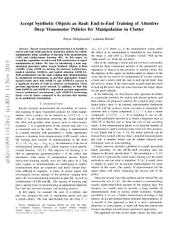 Accept Synthetic Objects as Real: End-to-End Training of Attentive Deep
  Visuomotor Policies for Manipulation in Clutter