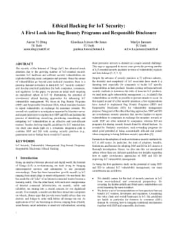 Ethical Hacking for IoT Security: A First Look into Bug Bounty Programs
  and Responsible Disclosure