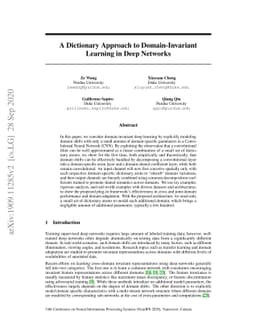 A Dictionary Approach to Domain-Invariant Learning in Deep Networks
