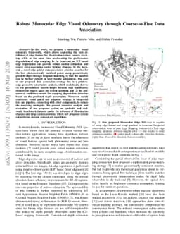 Robust Monocular Edge Visual Odometry through Coarse-to-Fine Data
  Association