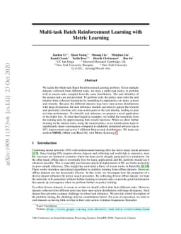 Multi-task Batch Reinforcement Learning with Metric Learning