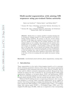 Multi-modal segmentation with missing MR sequences using pre-trained
  fusion networks