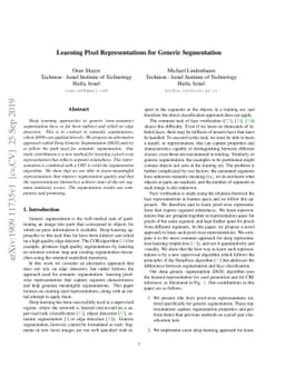 Learning Pixel Representations for Generic Segmentation