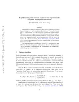 Rapid mixing of a Markov chain for an exponentially weighted aggregation
  estimator