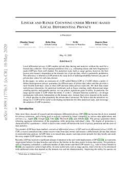 Linear and Range Counting under Metric-based Local Differential Privacy