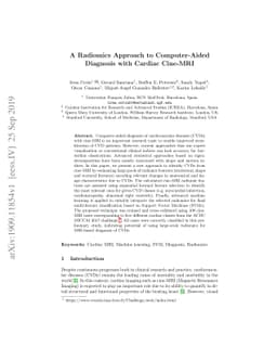A Radiomics Approach to Computer-Aided Diagnosis with Cardiac Cine-MRI
