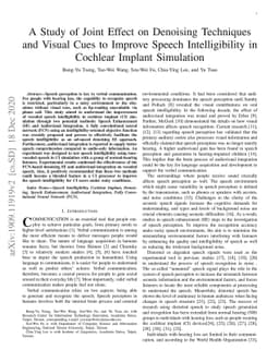 A Study of Joint Effect on Denoising Techniques and Visual Cues to
  Improve Speech Intelligibility in Cochlear Implant Simulation