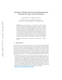 Stochastic Weight Matrix-based Regularization Methods for Deep Neural
  Networks
