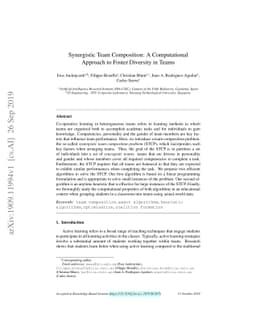 Synergistic Team Composition: A Computational Approach to Foster
  Diversity in Teams