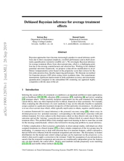 Debiased Bayesian inference for average treatment effects