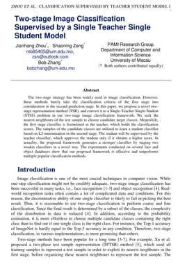 Two-stage Image Classification Supervised by a Single Teacher Single
  Student Model