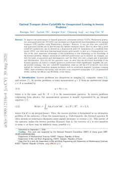 Optimal Transport driven CycleGAN for Unsupervised Learning in Inverse
  Problems