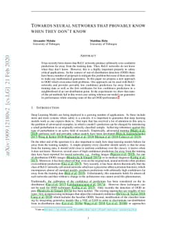 Towards neural networks that provably know when they don't know