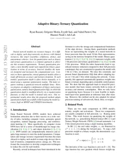 Adaptive Binary-Ternary Quantization