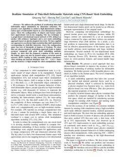 Realtime Simulation of Thin-Shell Deformable Materials using CNN-Based
  Mesh Embedding