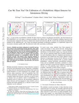 Can We Trust You? On Calibration of a Probabilistic Object Detector for
  Autonomous Driving