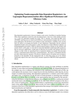 Optimizing Nondecomposable Data Dependent Regularizers via Lagrangian
  Reparameterization offers Significant Performance and Efficiency Gains