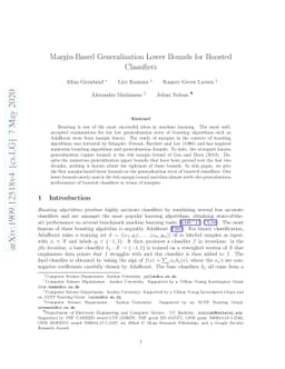 Margin-Based Generalization Lower Bounds for Boosted Classifiers