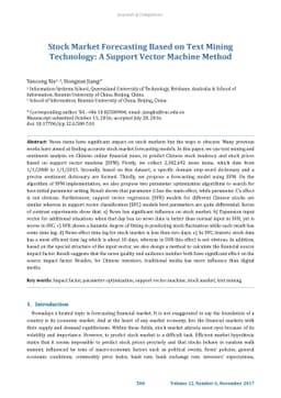 Stock Market Forecasting Based on Text Mining Technology: A Support
  Vector Machine Method