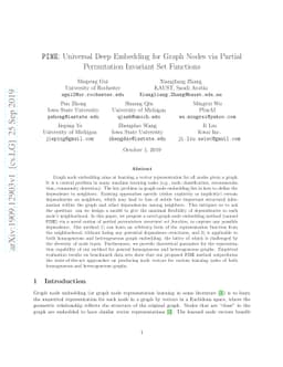 PINE: Universal Deep Embedding for Graph Nodes via Partial Permutation
  Invariant Set Functions