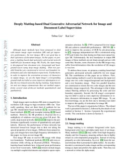 Deeply Matting-based Dual Generative Adversarial Network for Image and
  Document Label Supervision