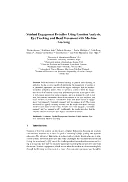 Student Engagement Detection Using Emotion Analysis, Eye Tracking and
  Head Movement with Machine Learning